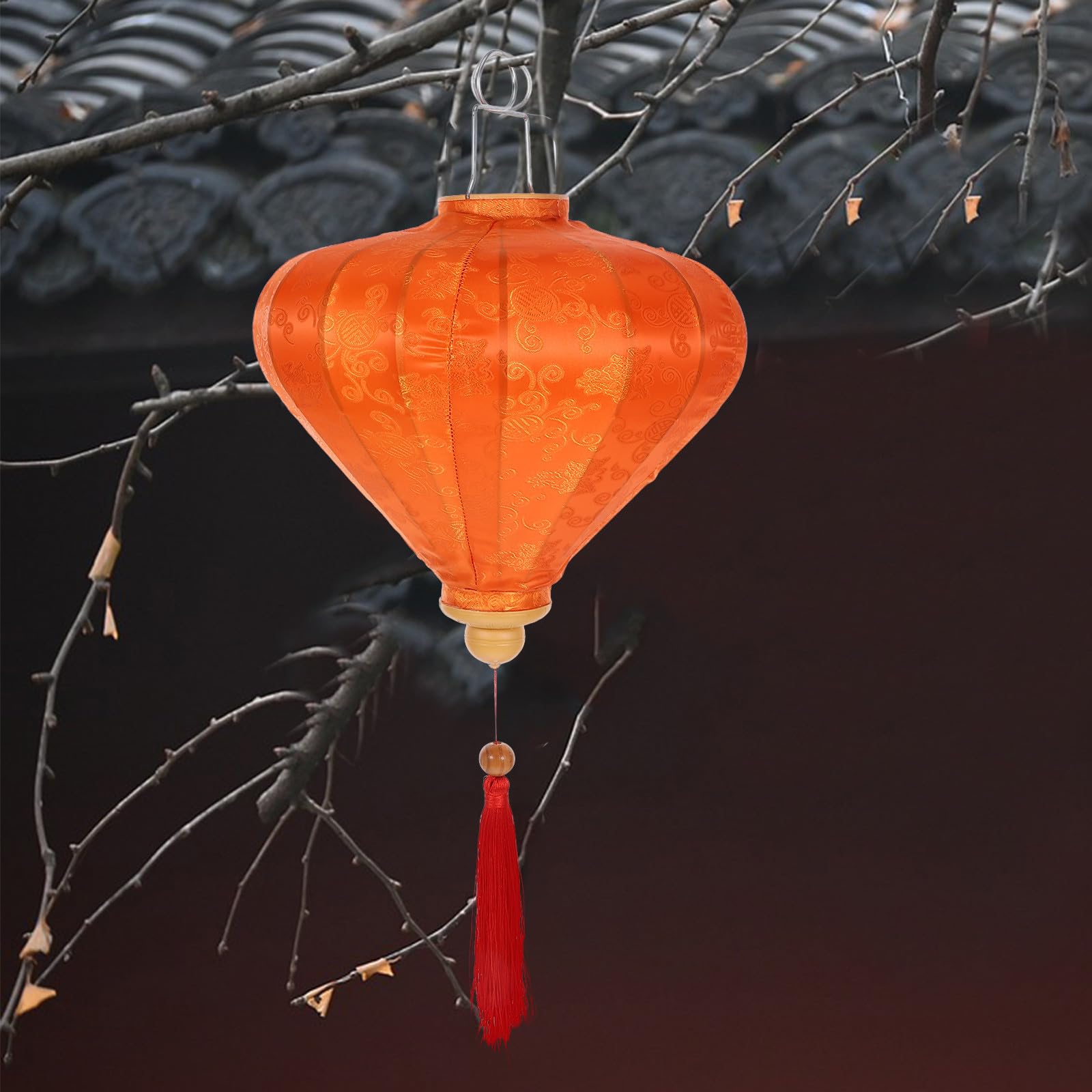 minkissy Vietnamesische Hängelaterne mit Klassischer Form aus Flockigem Stoff in Orange und Vielseitiger Verwendung als Garten oder Partybeleuchtung für Hochzeit und Outdoor Deko