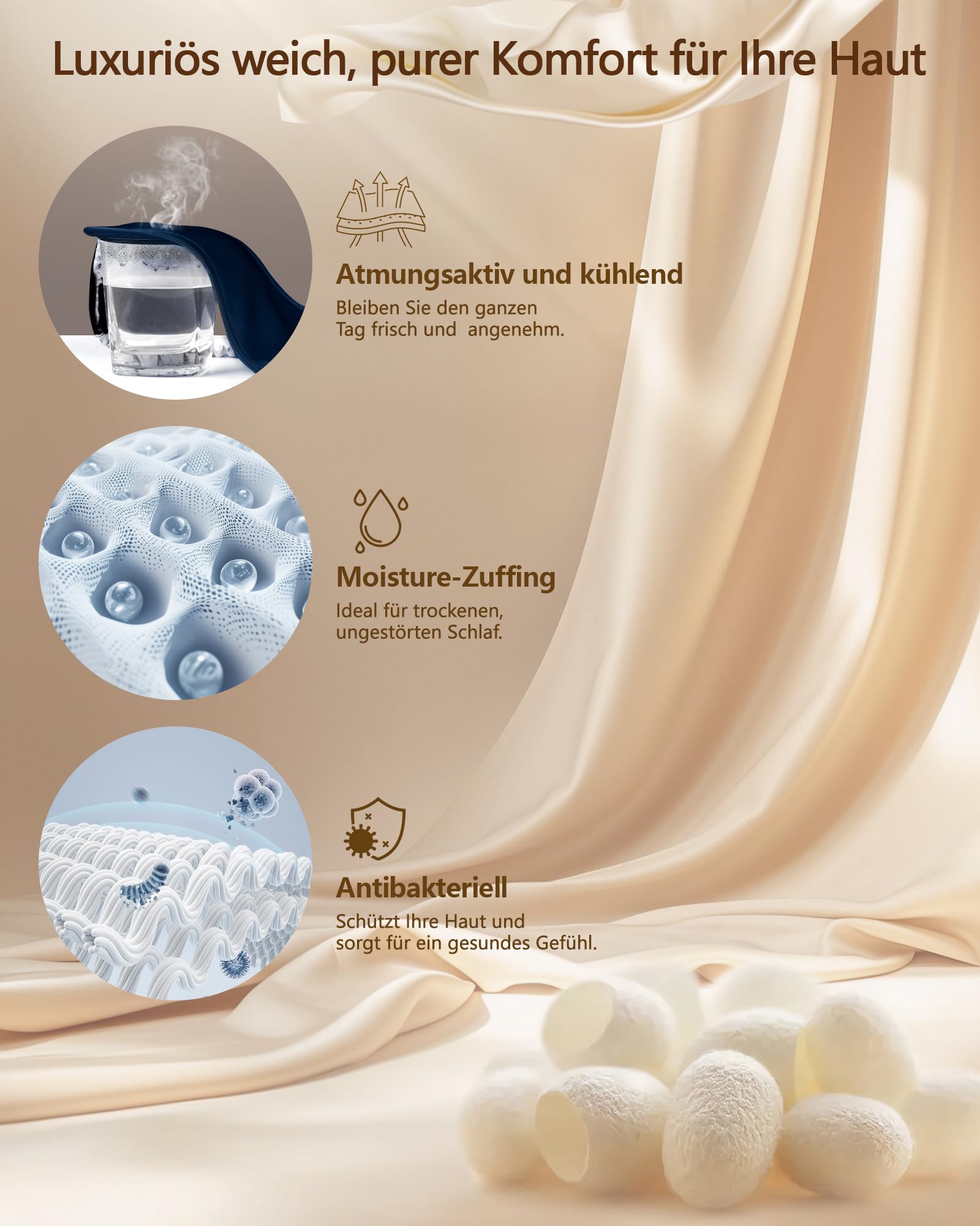 Aosun Maschera per dormire in seta per chi dorme sul fianco, 100% seta di gelso biologica, 100% con blocco della luce, con fascia regolabile per donne e uomini e bambini, maschera compatta per gli