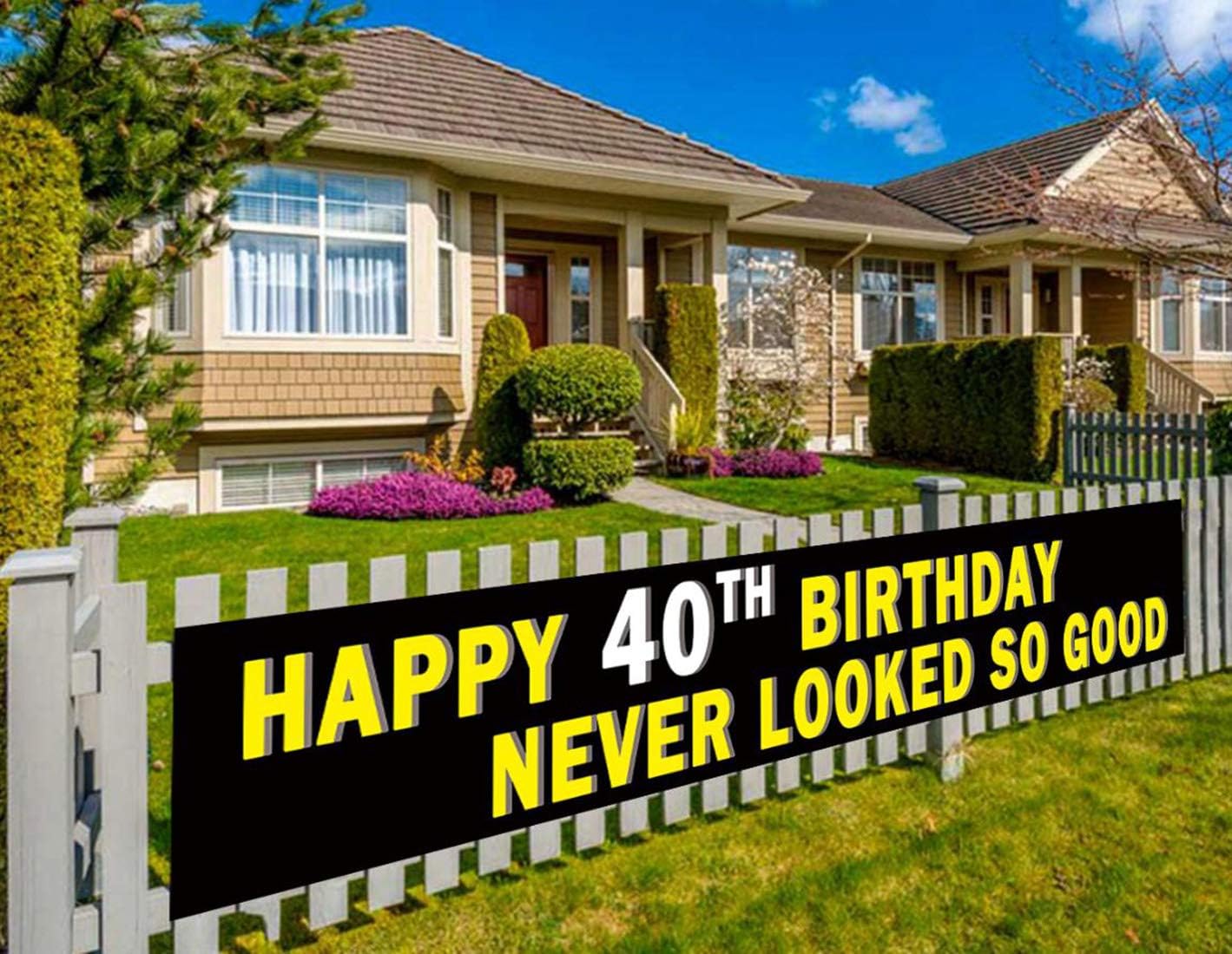 Colormoon Large 40th Birthday Banner, 40th Birthday Party Supplies Decorations, 40th Birthday Sign - Never Looked So Good (9.8 x 1.5 feet)