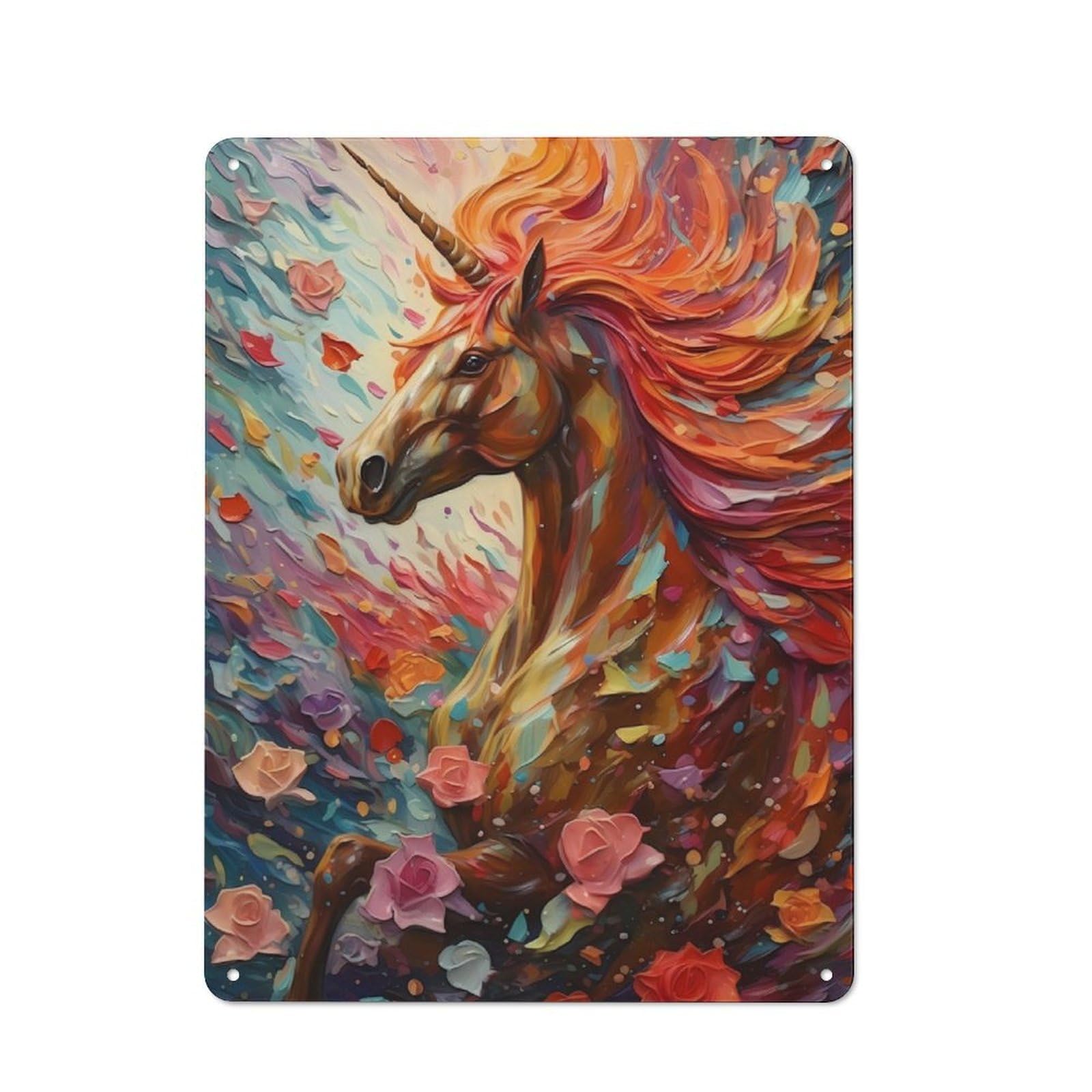 Junmoney Unicorn Animal Retro Metal Wall Sign 40X30cm With For Garage Wall, A Decorative Metal Sign For Garages And Workshops