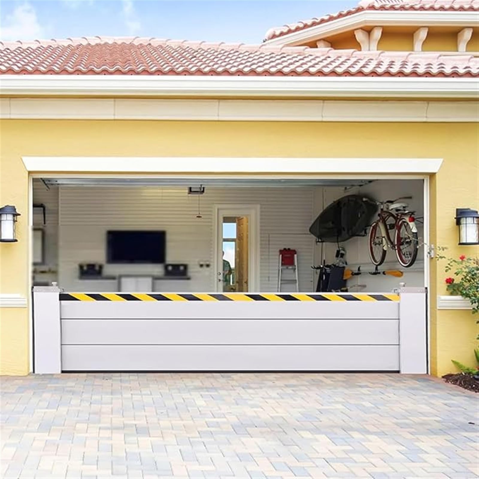 Barrière de protection contre les inondations de porte kit étanche avec bandes réfléchissantes