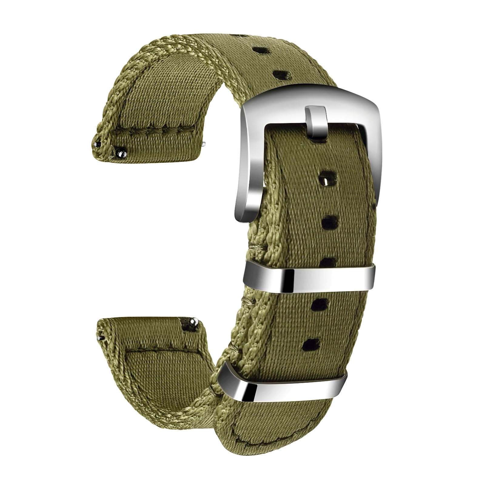 ULLCHRO Nylon Watch Strap Replacement Canvas Watch Band Military Army Men Women - 18mm, 20mm, 22mm, 24mm Watch Bracelet with Stainless Steel Silver Buckle (24mm, Army Green)