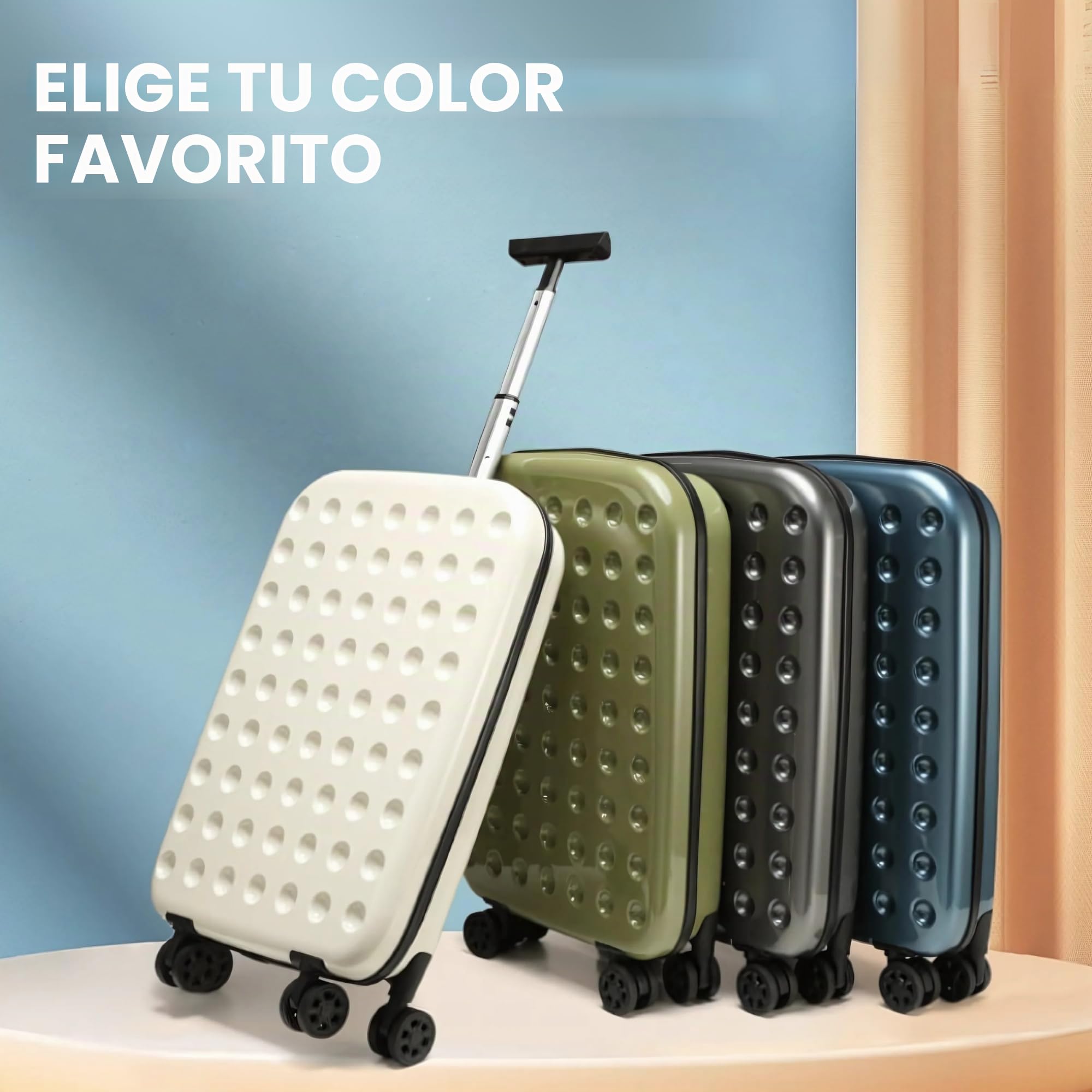 MAGIC SELECT Maleta de Cabina ABS Plegable, 55 CM, 45L | Trolley Rígida, 4 Ruedas Dobles, Mango Telescópico, Incluye Candado de Combinación