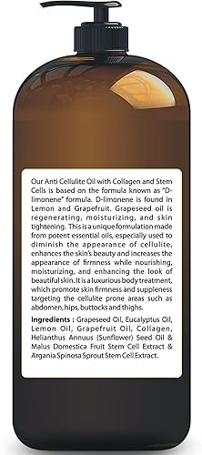 Miniatura 5 de First Botany, Aceite de masaje anticelulítico infundido con colágeno y células madre, tratamiento natural para celulitis y estrías para hombres y