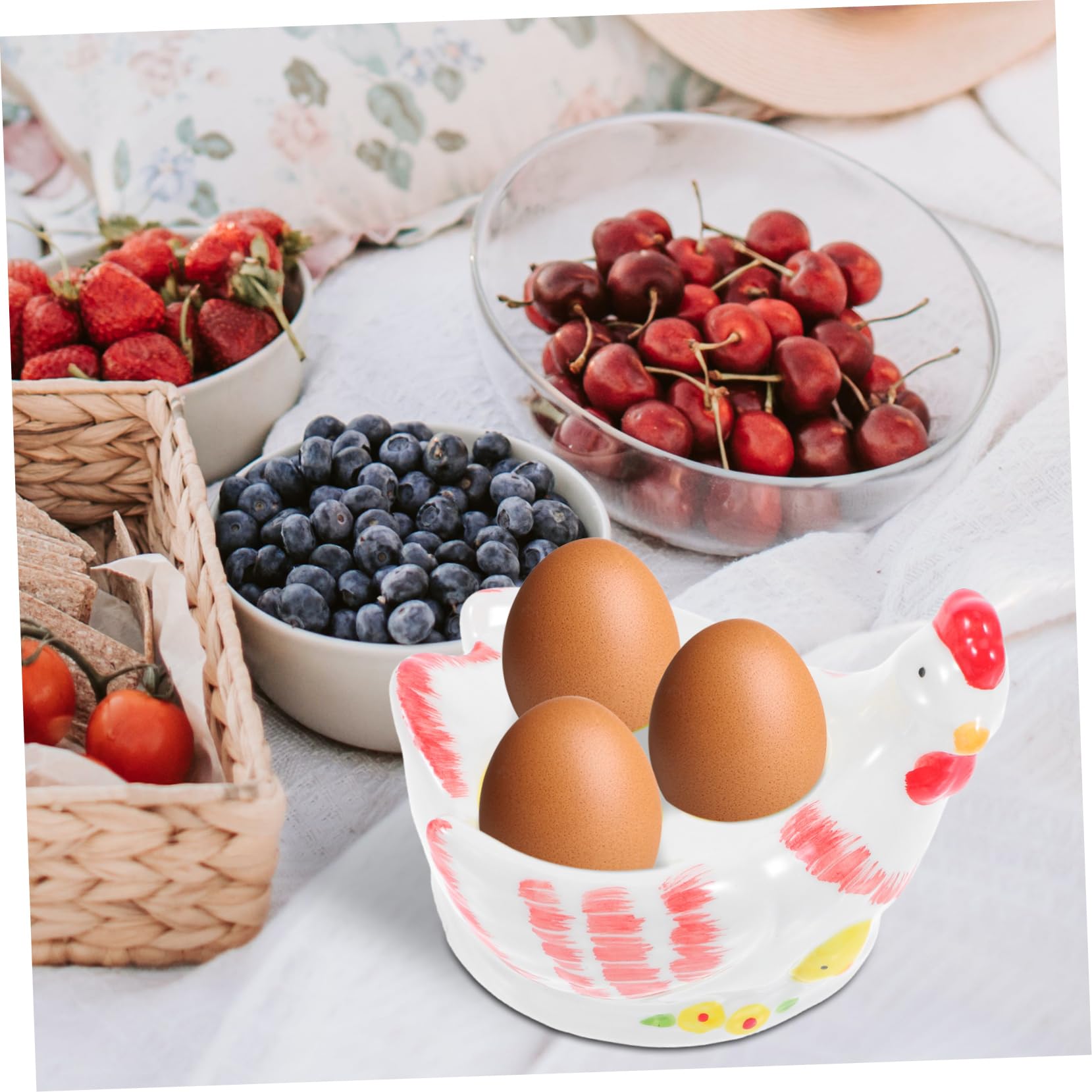 MAGICLULU Coquetier en Céramique Coq Vintage à Glaçure Craquelée 1 Pièce | Support D'œuf, Table de Rangement Pratique, Usage Quotidien et Pâques, Finition Odorante Résistante