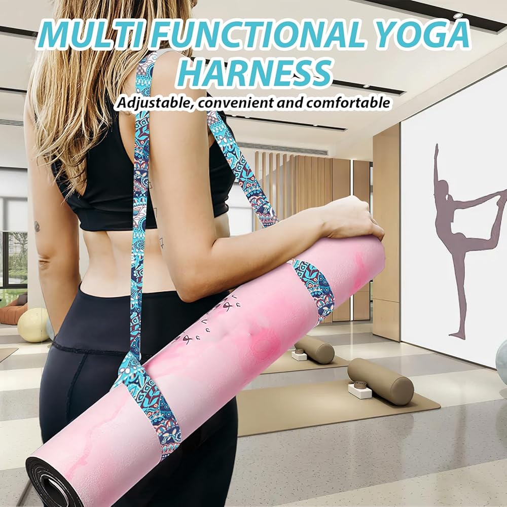 Puerhuaci Yoga Mat Support Strap - Adjustable 150 Cm X 3.8 Cm Durable Shoulder Yoga Strap (2 Pieces) For Training Outdoor & Sports Mats