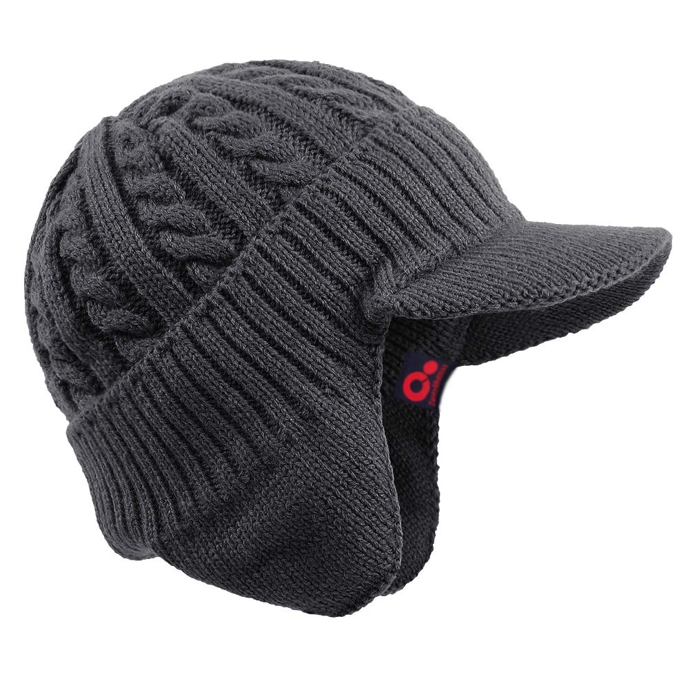 Gorro de invierno con visera y orejeras de punto con ala de punto