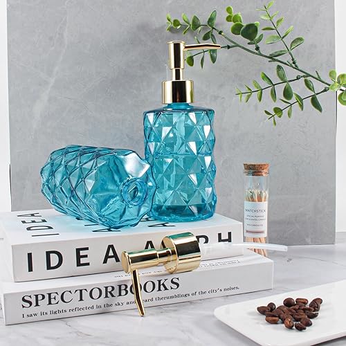 Miniatura 5 de GOYISEE Dispensador de jabón con bomba, dispensador de jabón con patrón de diamante para encimera de cocina, baño, accesorios de baño rosa intenso