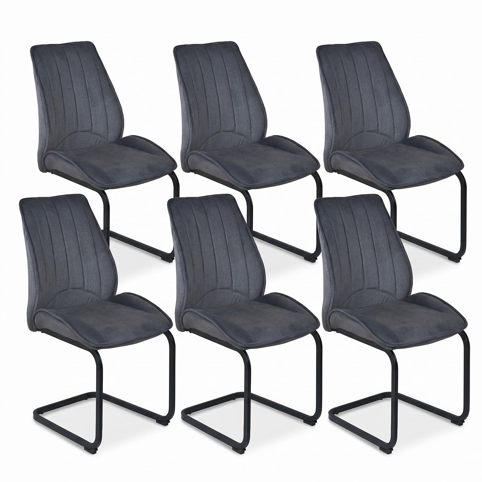 JIEXI Esszimmerstühle 6er Set Freischwinger Küchenstuhl mit Rückenlehne, Stühle für Esszimmer, Stuhl Wohnzimmerstuhl für Esszimmer,Küche,Wohnzimmer,Restaurant,Konferenzraum, 150kg Belastbar