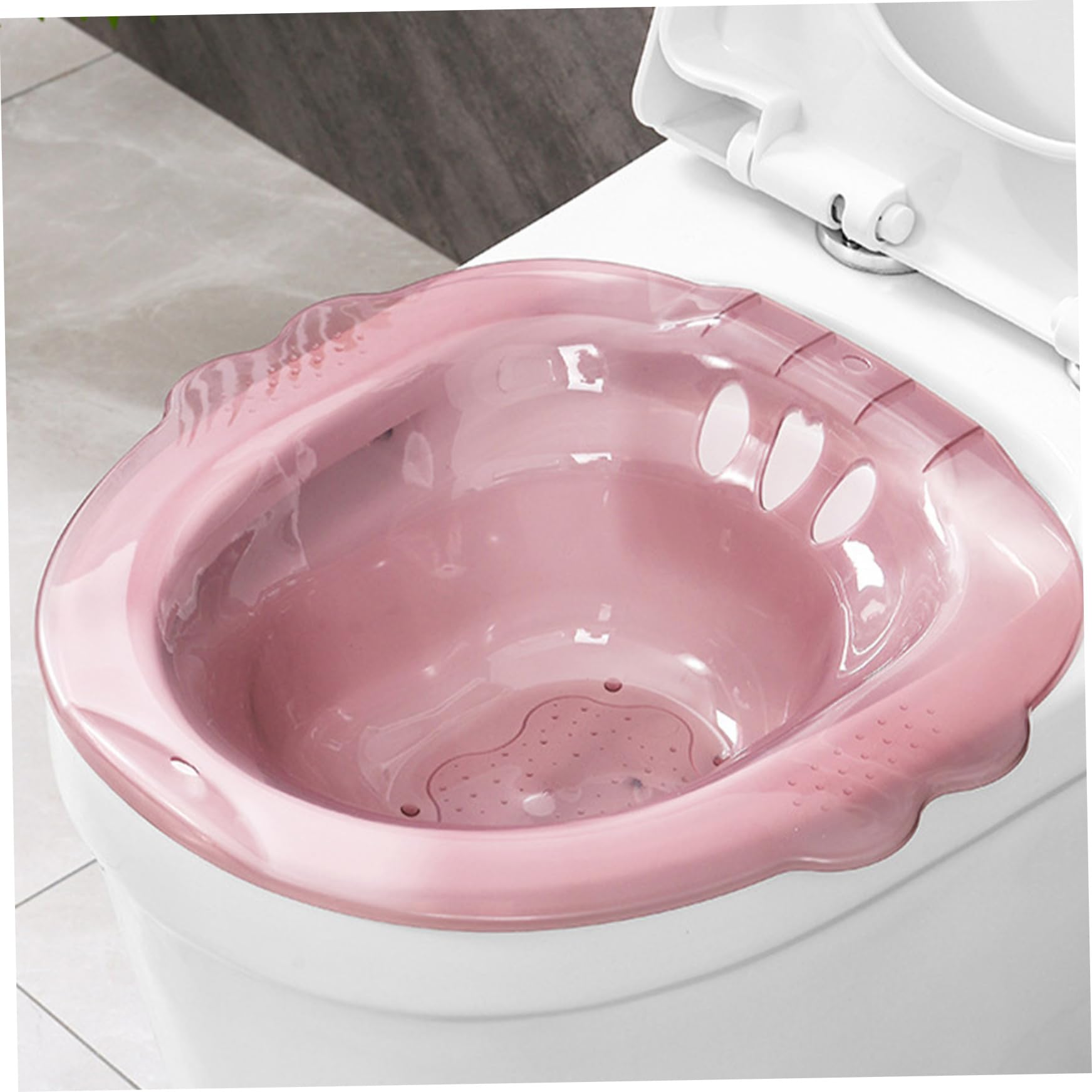 Baño Sitz para el inodoro, sobre el baño Sitz Bath para hemorroides, bidé portátil antia-upremo con orificios de drenaje y más descarados, baños de sitz para hemorroides cuidados privados posparto (r