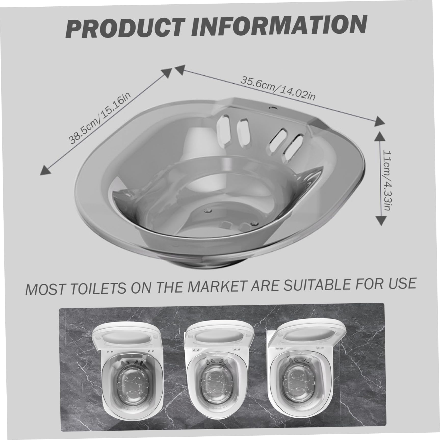 Bidet da Viaggio Portatile da sopra Il WC, antitraboccamento, 14x15x4 Pollici, Accessorio per Bidet per emorroidi, Assistenza privata Post-Partum (Grigio Trasparente), da Viaggio, Accessori