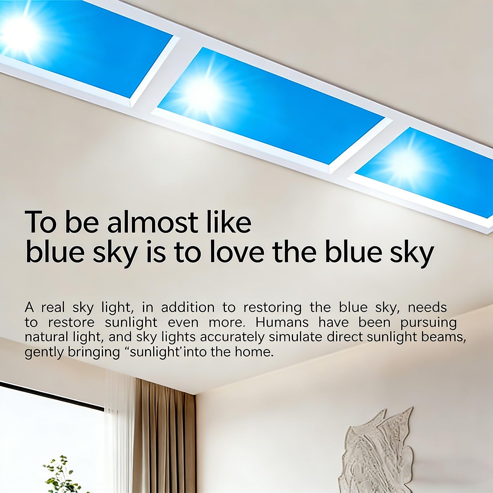 Lámpara de techo con luz de cielo azul, lámpara de techo LED regulable, luz de cielo azul inteligente, simula ritmos de luz diurna, tragaluz artificial para interiores del hogar, para sótano