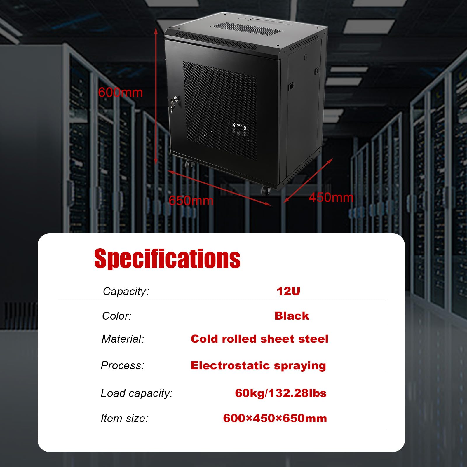 Armadio rack per server a parete portatile con ruote staccabili per Home Office Server Room apparecchiature di rete