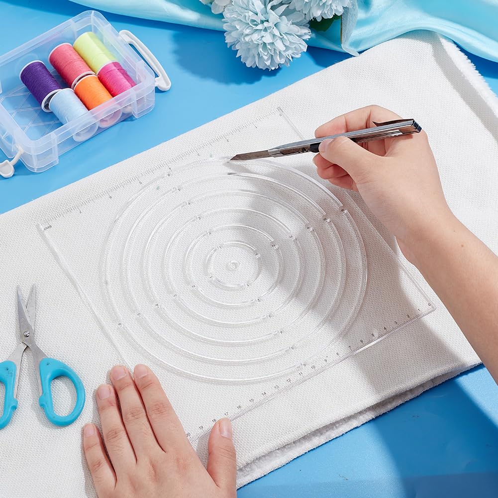 5 STKS Cirkel Template Naaien Linialen Set, Cirkel Liniaal Quilten Sjabloon Clear Cirkel Acryl Quilten Linialen voor Snijden Stof Precisie Metingen Naaien, 5 Maat