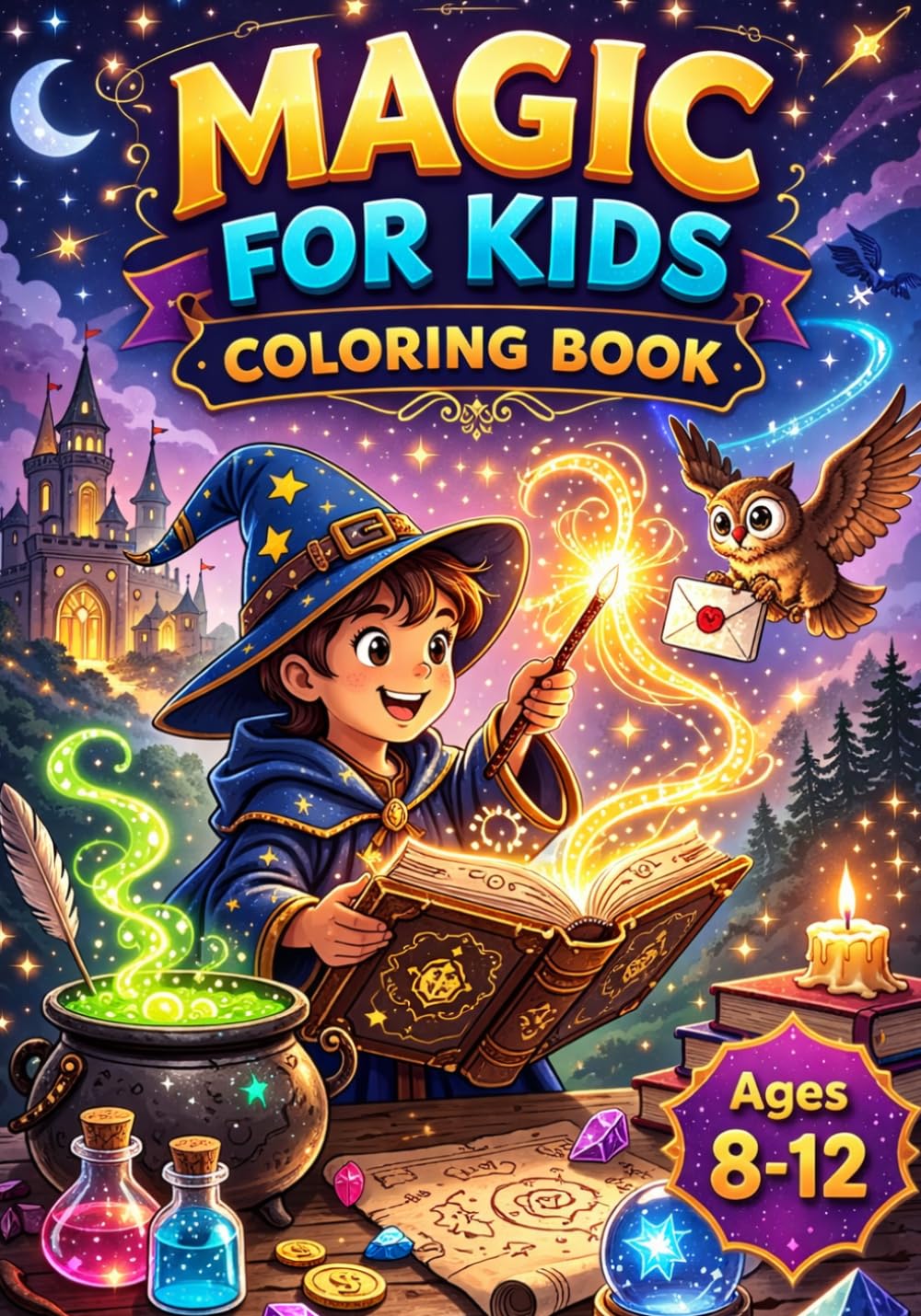 Magic For Kids Coloring Book: Fun Magical Coloring Pages with Wizards, Spells, Potions & Fantasy Adventures for Kids Ages 8–12 (Magical Adventures Coloring Series (Ages 8–12))
