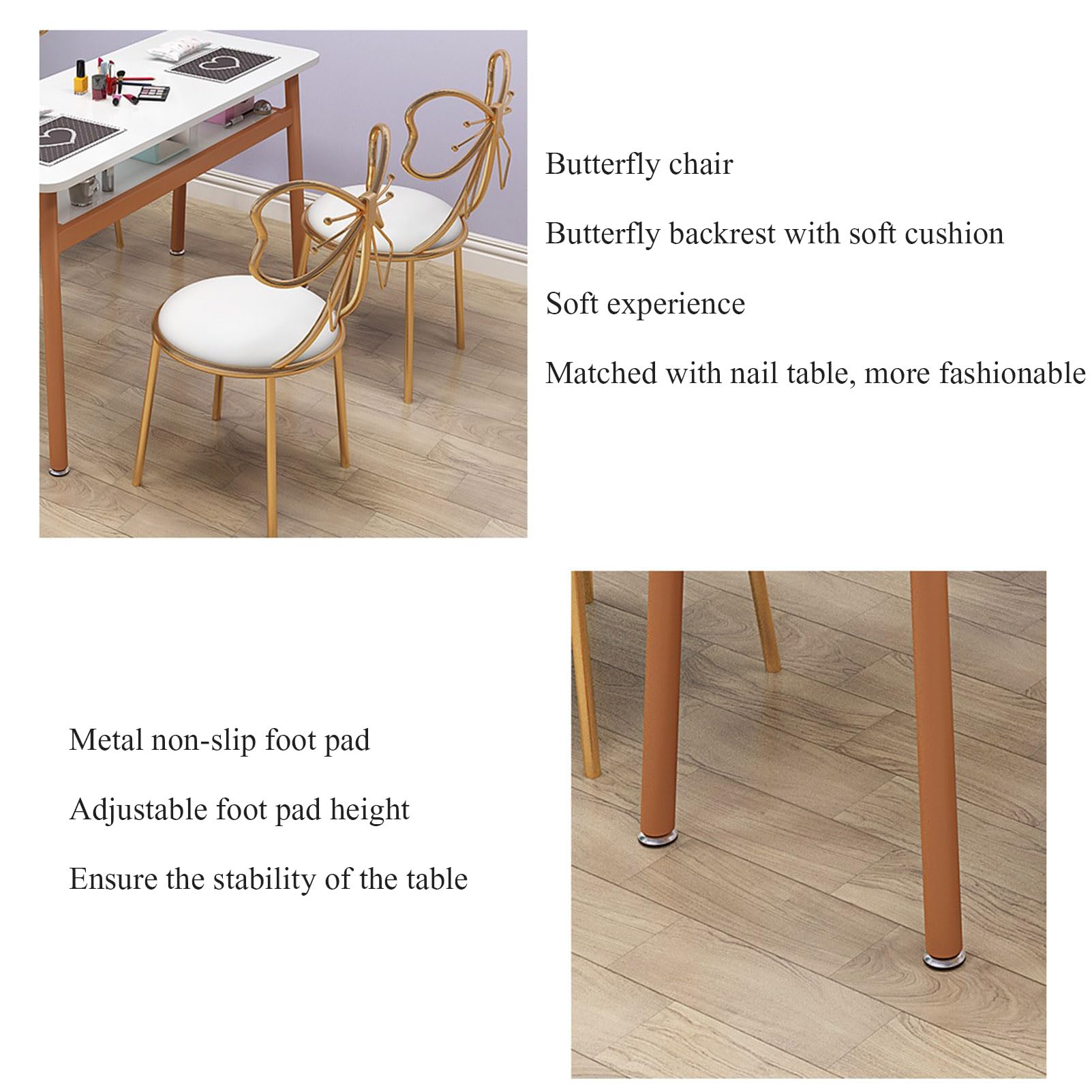 Tavolo da Manicure Professionale, postazione di Lavoro per Tecnici delle Unghie, Tavolo da Trucco in Legno per Salone di Bellezza, Spa, Tavolo da toeletta con,Marble Pattern-80cm 3-Piece Set