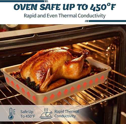 Miniatura 5 de AIVIKI - Juego de bandejas para hornear, antiadherentes apilables, sartenes para horno, juego de 6 piezas para hornear que incluye bandeja para