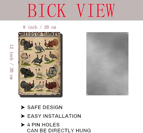 Miniatura 6 de YLUYINOM Cartel de pintura de letrero de hojalata con razas de pavo, póster de conocimiento de Turquía, póster de tipos de pavo, póster de tipos de