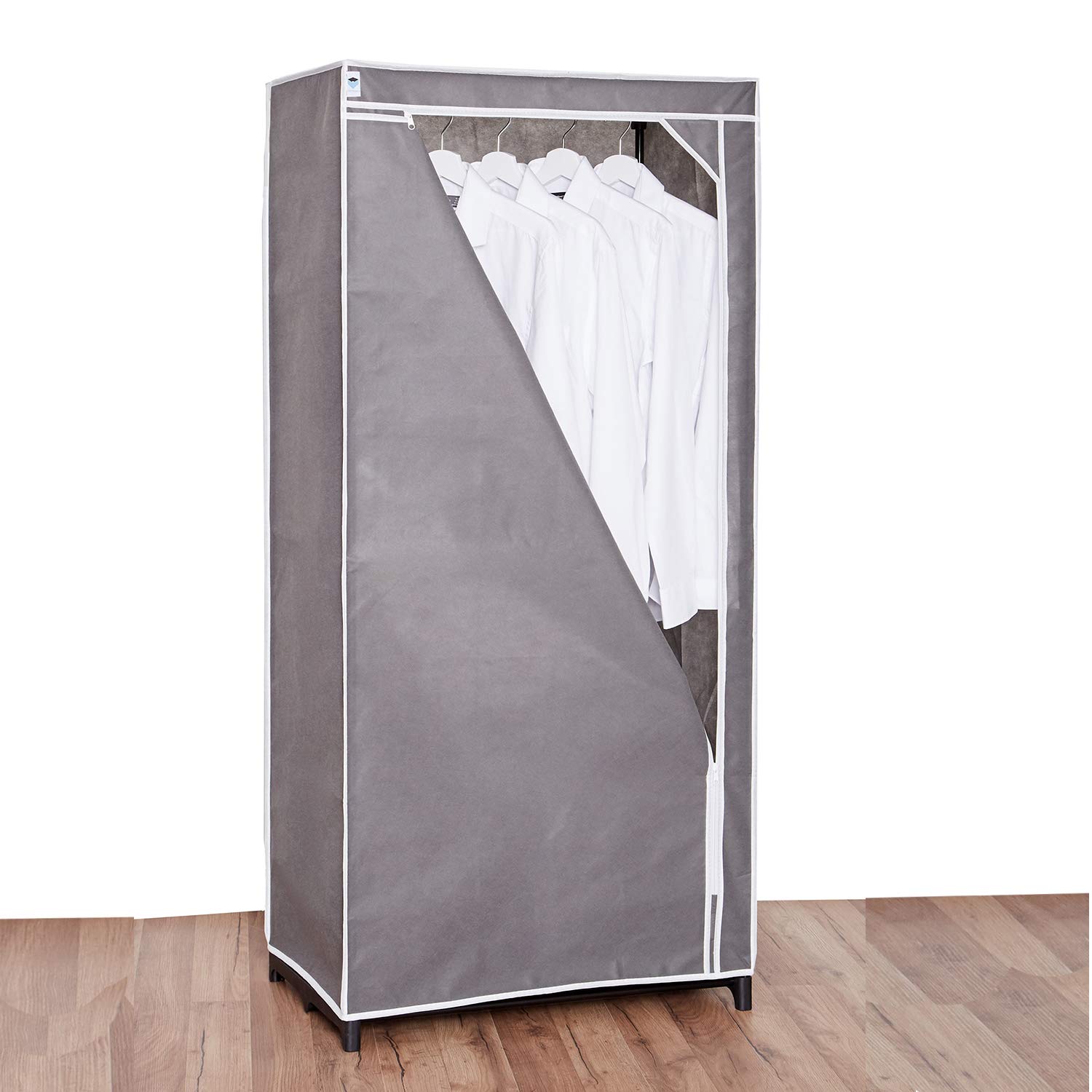 Love !T Store !T Faltschrank für die Aufbewahrung von Kleidung, Schuhen und mehr Stoffschrank mit Kleiderstange, Aus Stoff (atmungsaktives Vlies), Grau, 75x50x160 cm