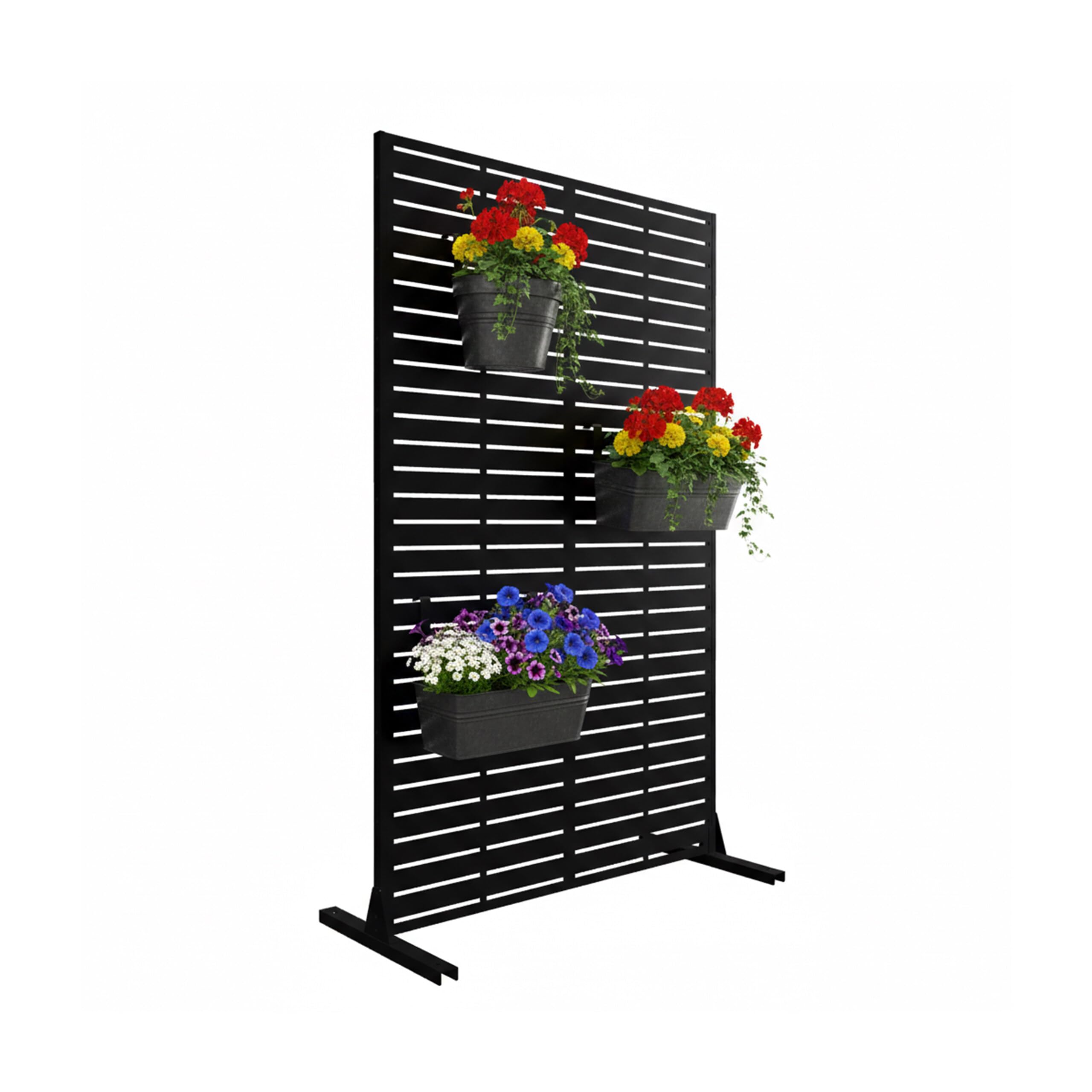 Relaxdays Paravent Design à lamelles, pour Jardin, Balcon & terrasse, Noir