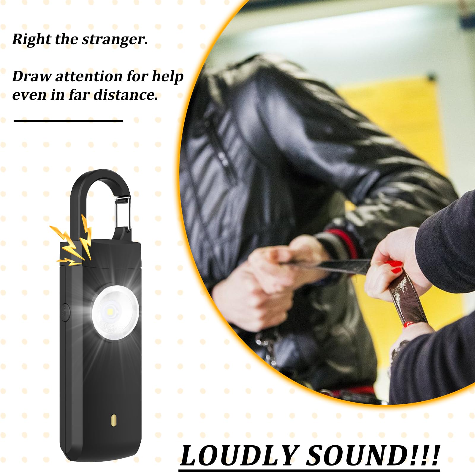 Aicharynic 2 Allarmi Tascabili 130dB - Sirena Ricaricabile USB Con Luce LED Per Sicurezza Personale
