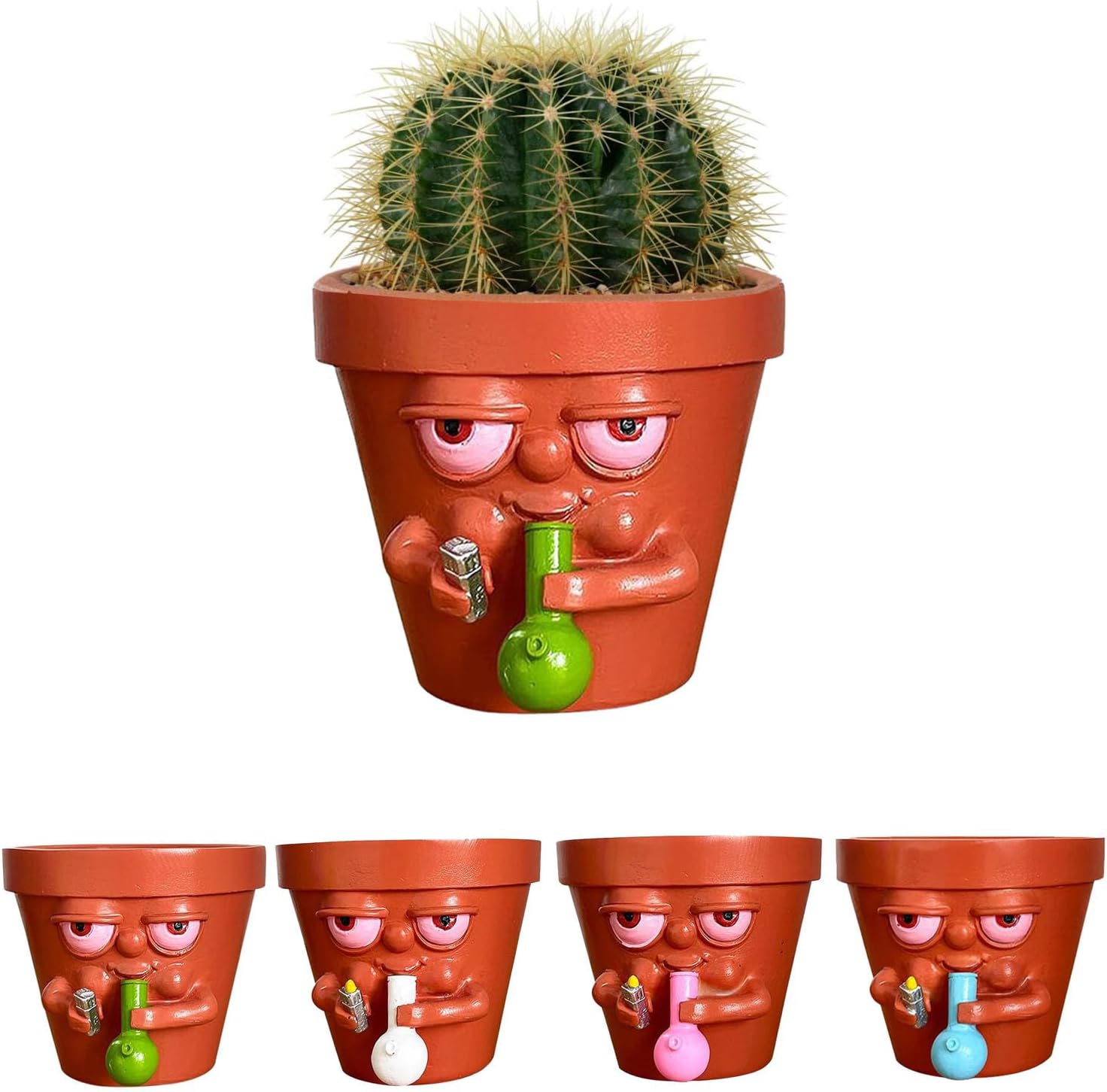 Novelty Mini Resin Plant Pot for Succulents & Cacti, Funny Human Face Design, Desk Home Kitchen Garden Decor,Randomly Colored Handheld Objects (High Heel, Large)