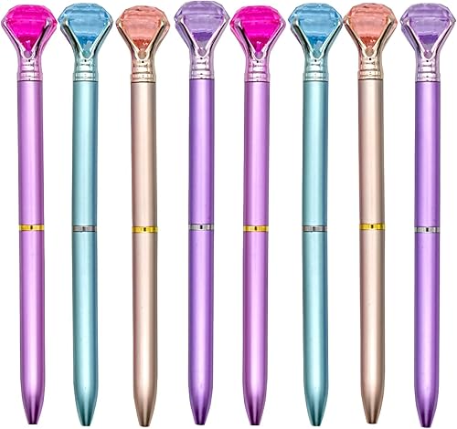 12 bolígrafos de diamantes de fantasía, novedosos bolígrafos de gemas de cristal con diseño de diamantes de imitación brillantes, tinta negra para