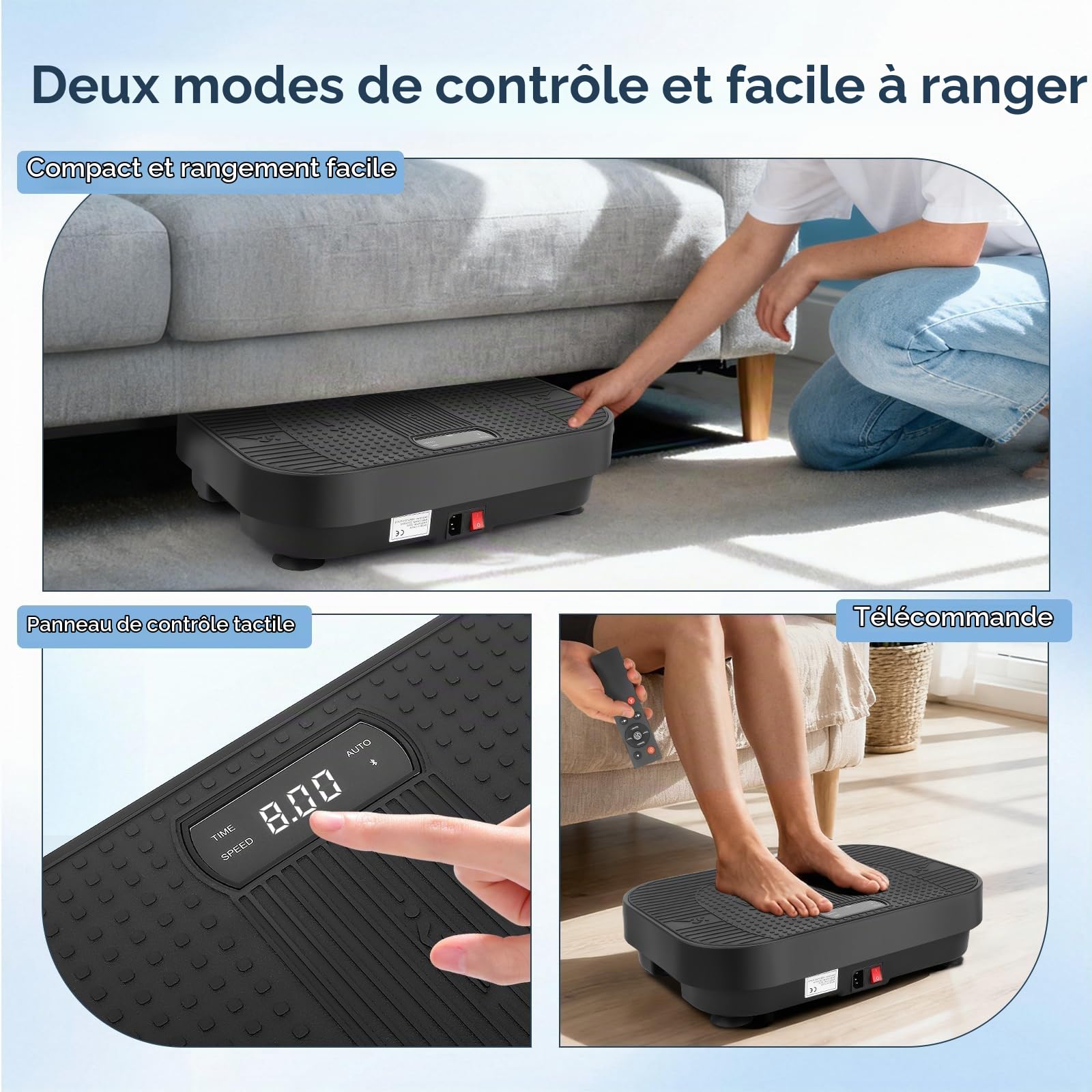 Plateforme Vibrante, Plaque Vibrante Puissante pour Le Renforcement et la Mise en Forme des Muscles, Contrôle Automatique de la Vitesse