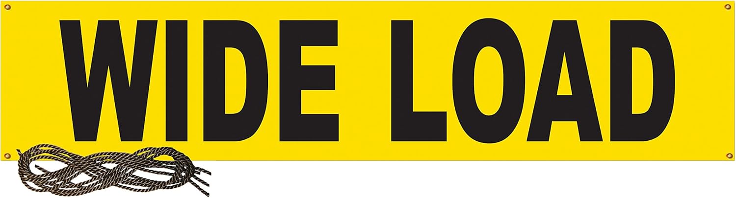 Ancra 49894-10 Banner Wide Load/Oversize Load 2-Sided Vinyl with Grommets, 18-Inch by 84-Inch, Yellow