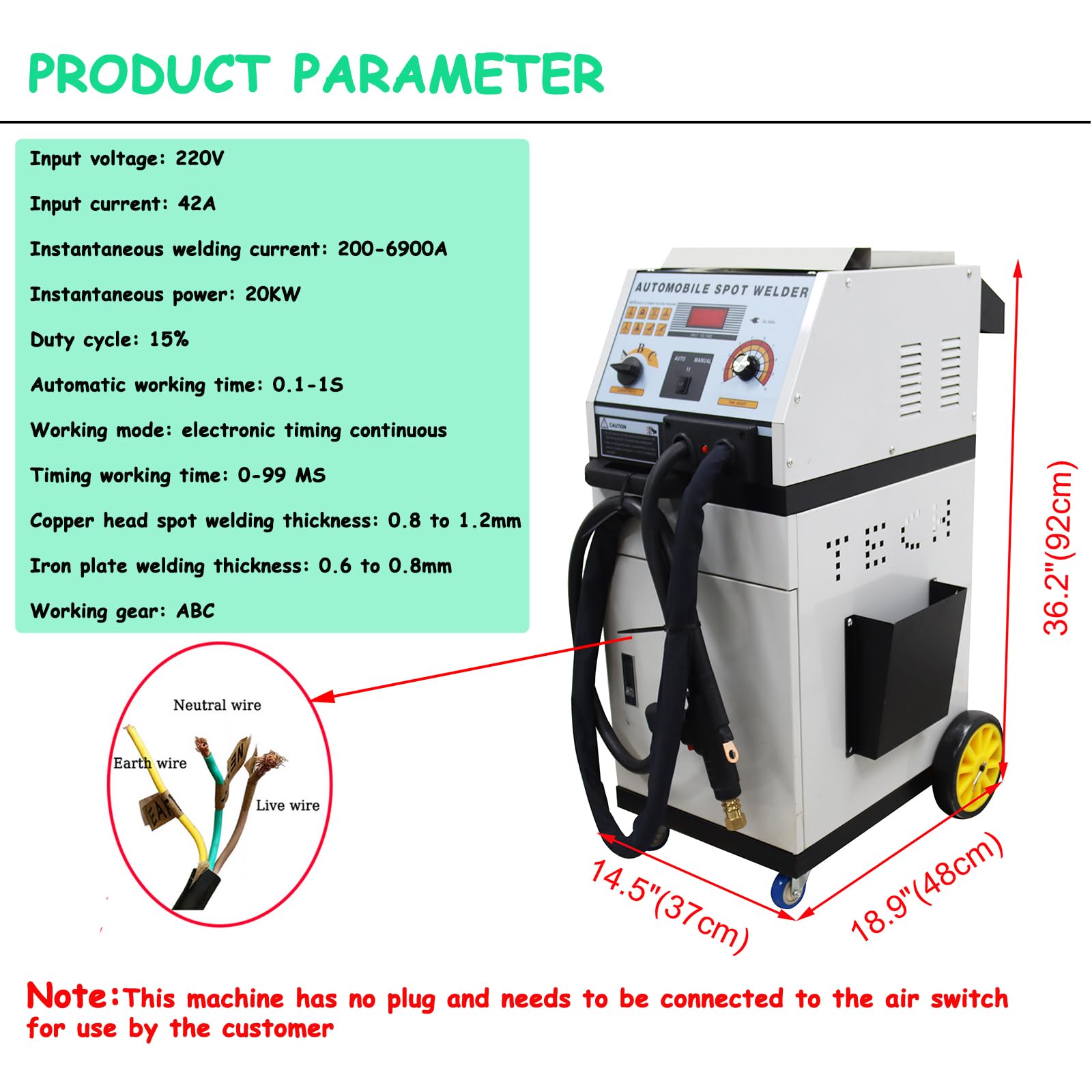 Banfluxion Spot Welder Steel Dent Pulling Machine Car Auto Repair Machine Stud Welder Dent Repair Kit, 220V