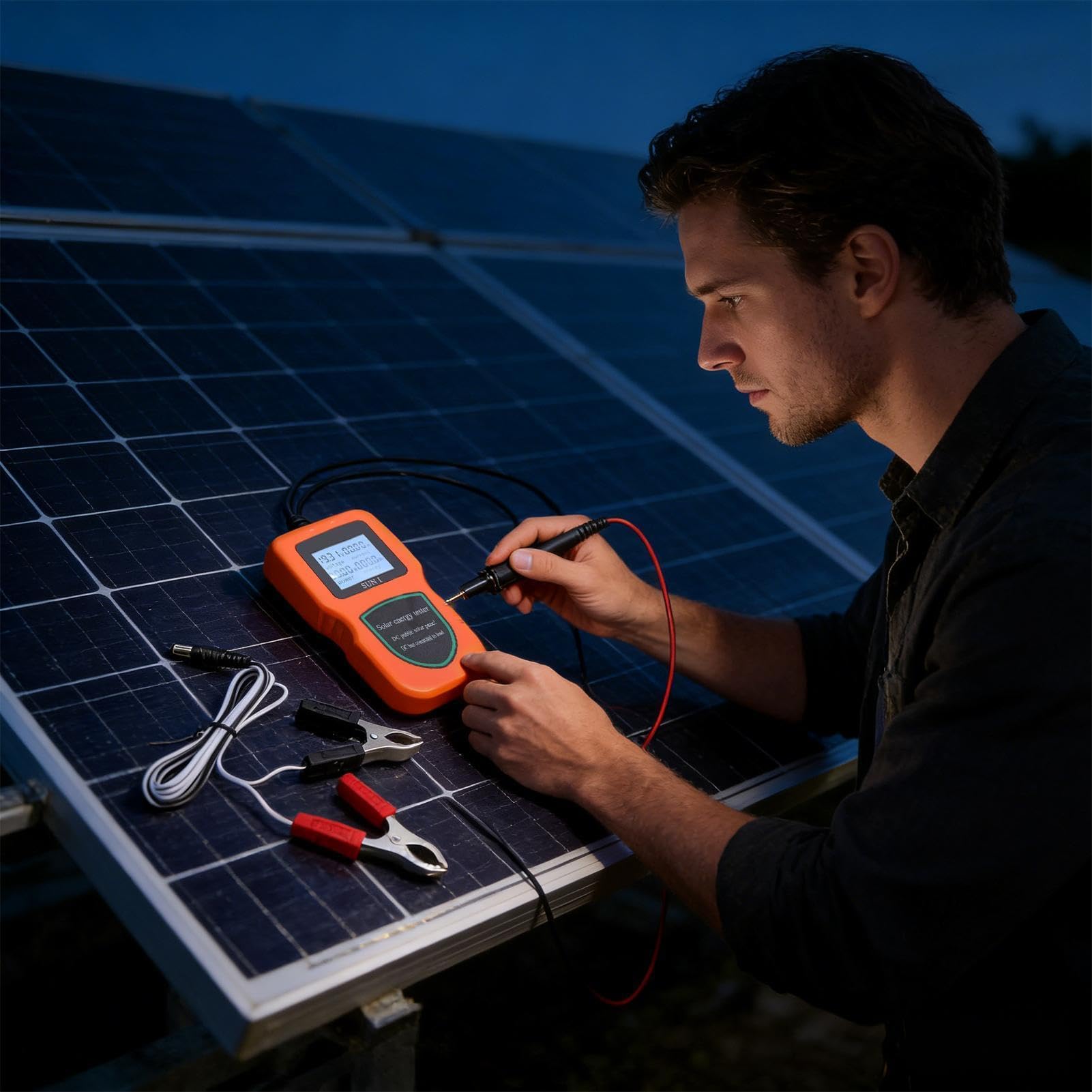 Misuratore Pannello Solare Portatile Senza Batteria | Misuratore di per Pannelli Per Esterno Casa Appartamento Automobile Furgone Camper Barca Viaggio Monitoraggio Test