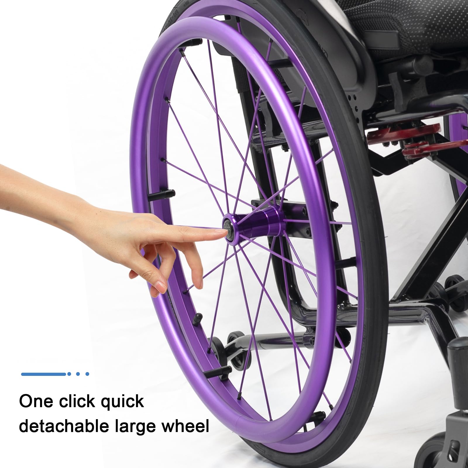 Silla de ruedas deportiva ligera con frenos de mano, silla de ruedas manual portátil de aleación de aluminio autopropulsada para transporte, diseño plegable y ruedas traseras de liberación rápida