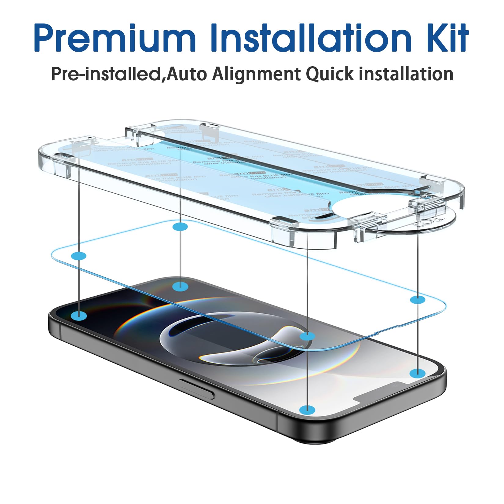 amFilm amFilm Auto-Alignment OneTouch for iPhone 16e [6.1''] Screen Protector + Camera Lens Protector, Tempered Glass, 30 Seconds Installation, Bubble Free, Case Friendly, Anti-Scratch [2+2 Pack] in use