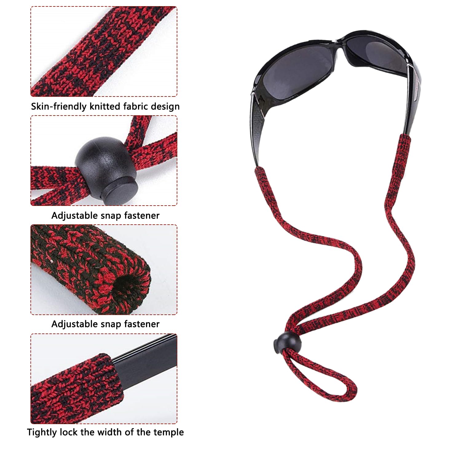 6 sztuk Regulowany Sznurek do Sportowych Okulary Przeciwsłoneczne, Sznurowane Okulary Sportowe Antypoślizgowe Pasek Do Okularów, Łańcuch Do Okulary Przeciwpoślizgowe Pasek Do Biegania, Campingu,