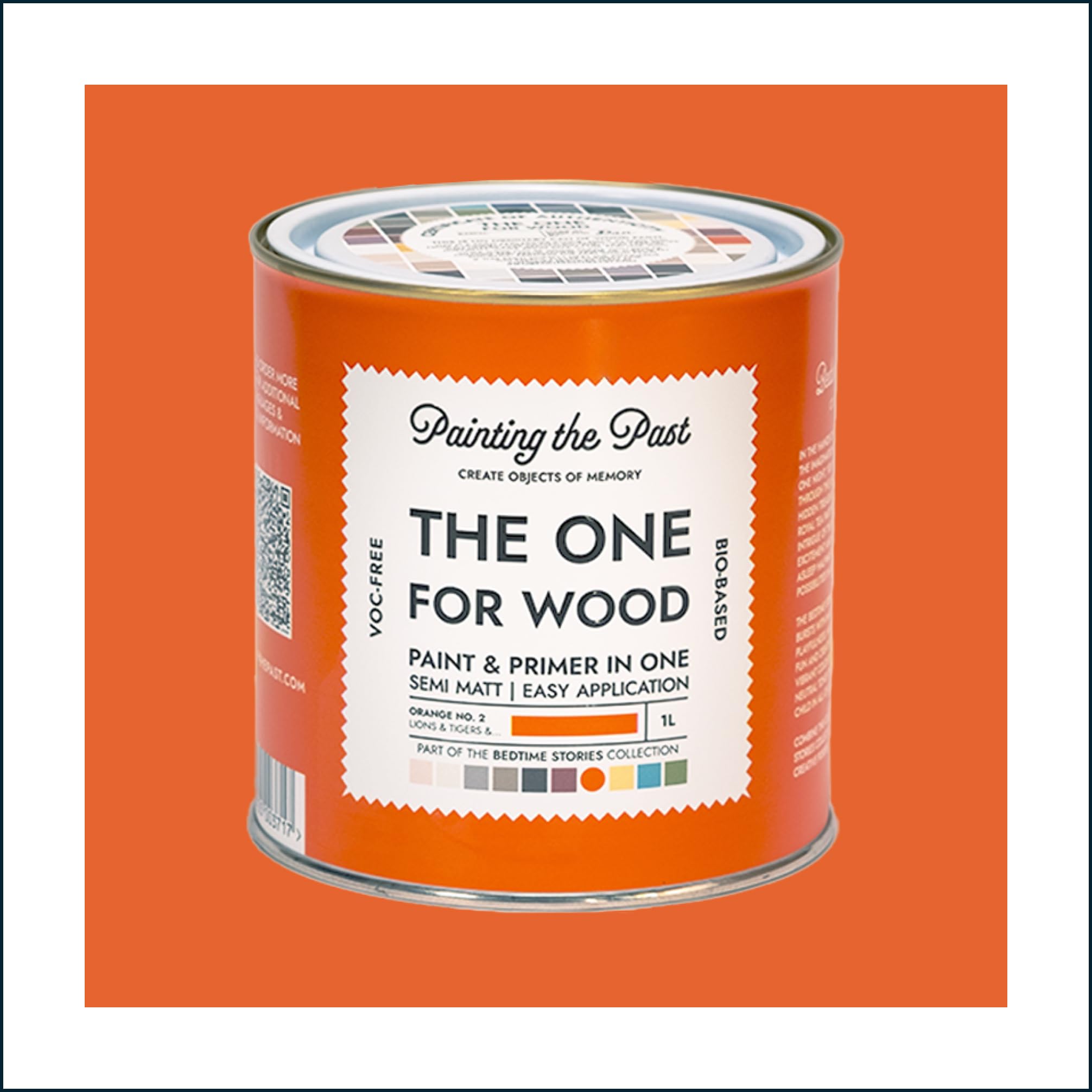 The One for Wood Paint & Primer 1L Orange No. 2 Lions & Tigers &... | Semi Matt Finish, Bio-Based & VOC-Free Formula for Wooden Furniture & Surfaces | Durable & Easy Indoor Home Decorating