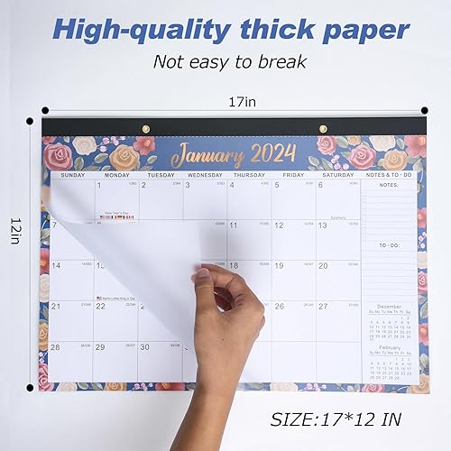 Miniatura 3 de Calendario de pared 2024-2025 Calendario grande de escritorio 2024 con lista de tareas, calendario de escritorio de 18 meses  calendario de pared,