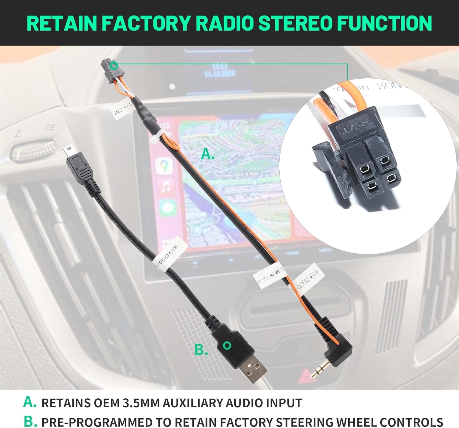 NuIth Radio Replacement Interface Retaining Steering Wheel Control for Chevy 07-11Silverado 07-09 Sierra 07-14 Suburban 08-15 Express, for GMC 06-15 Savana 07-14 Yukon for Cadillac 07-12 Escalade