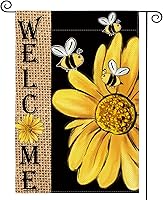 AVOINcolorlife Bee Sunflower Summer Garden Flag 12x18 Inch Double Sided - Vibrant Burlap Style Yard Outdoor Decor