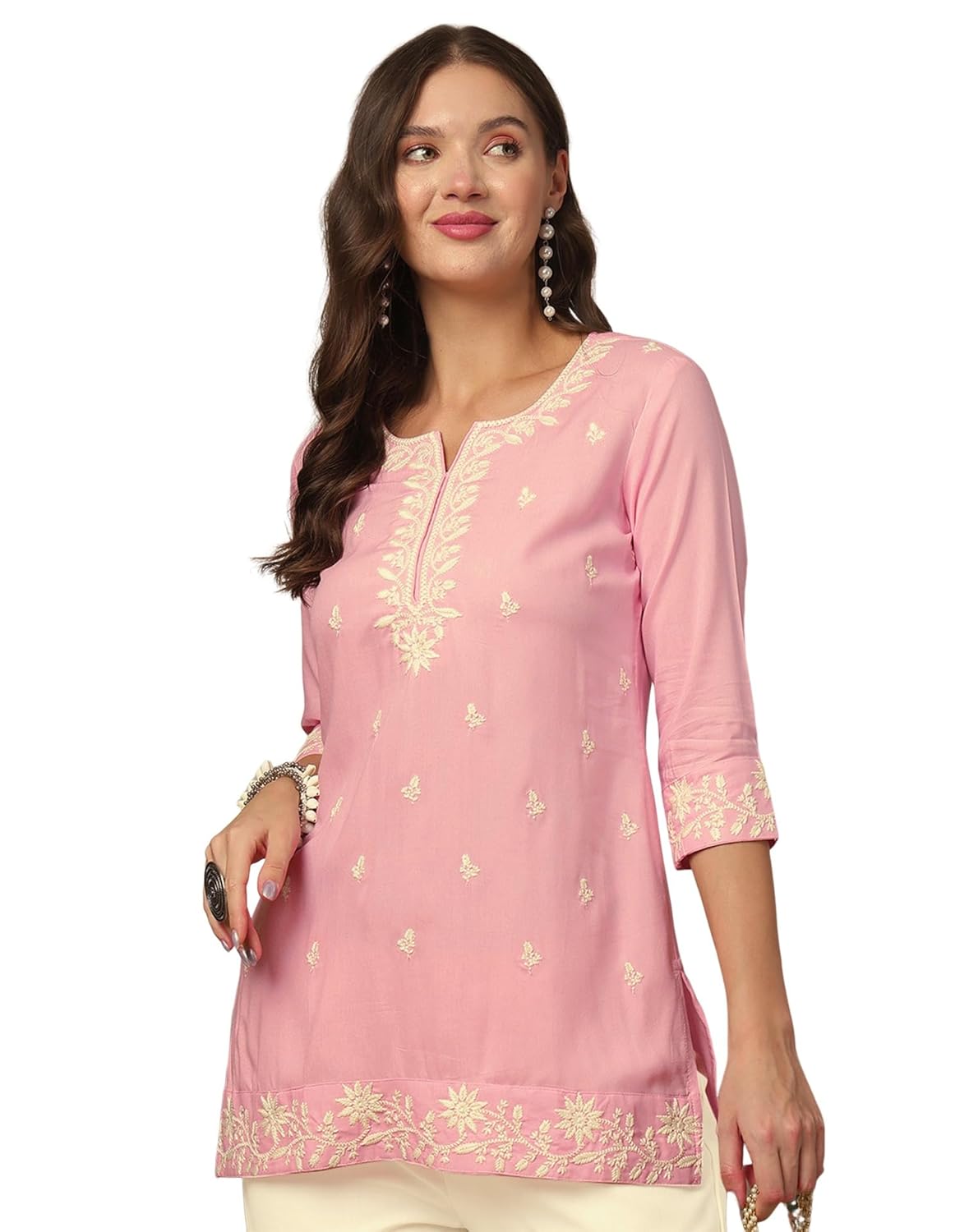 Skylee Women’s Rayon Embroidered Straight Kurta