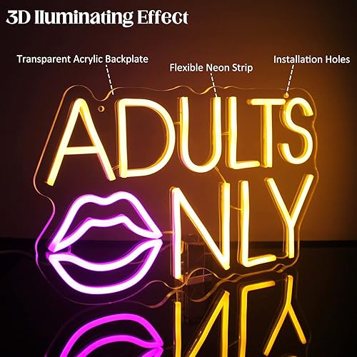 Miniatura 4 de Letrero de neón para adultos con labio rosa, luces de neón sexy, letrero de barra de neón con letra naranja, letrero de neón para dormitorio, bar,