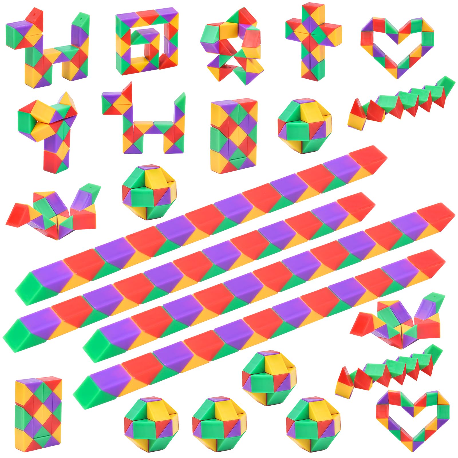 Ainiv Serpiente mágica, 24PCS 24 Segmentos Magic Snake Cube, Magico de Serpiente Juguete de Rompecabezas, Serpiente Magic Snake para Regalos Cumpleaños Niños Colegio Detalles Cumpleaños