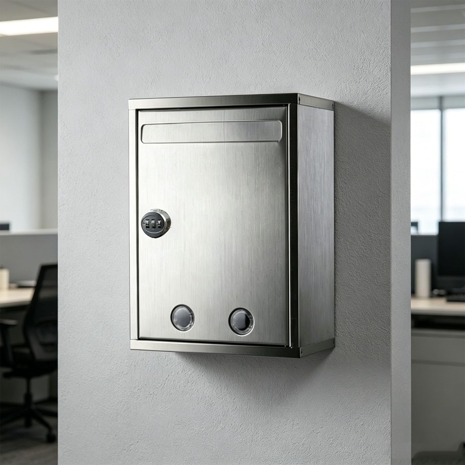 Stainless Steel Ballot Box for Voting, Donation Box for Fundraising with Combination Lock, Wall Mounted Locking Mailbox for Fundraising and Voting(11.81in)