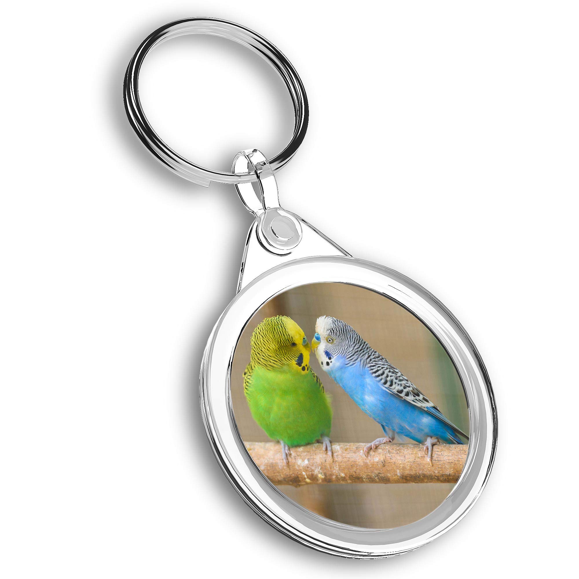 Destination Vinyl Ltd Unisex Multi 1 X Photo Keyring - Kissing Budgie Birds Bird |Keychain|Keyring|Charm| #45477