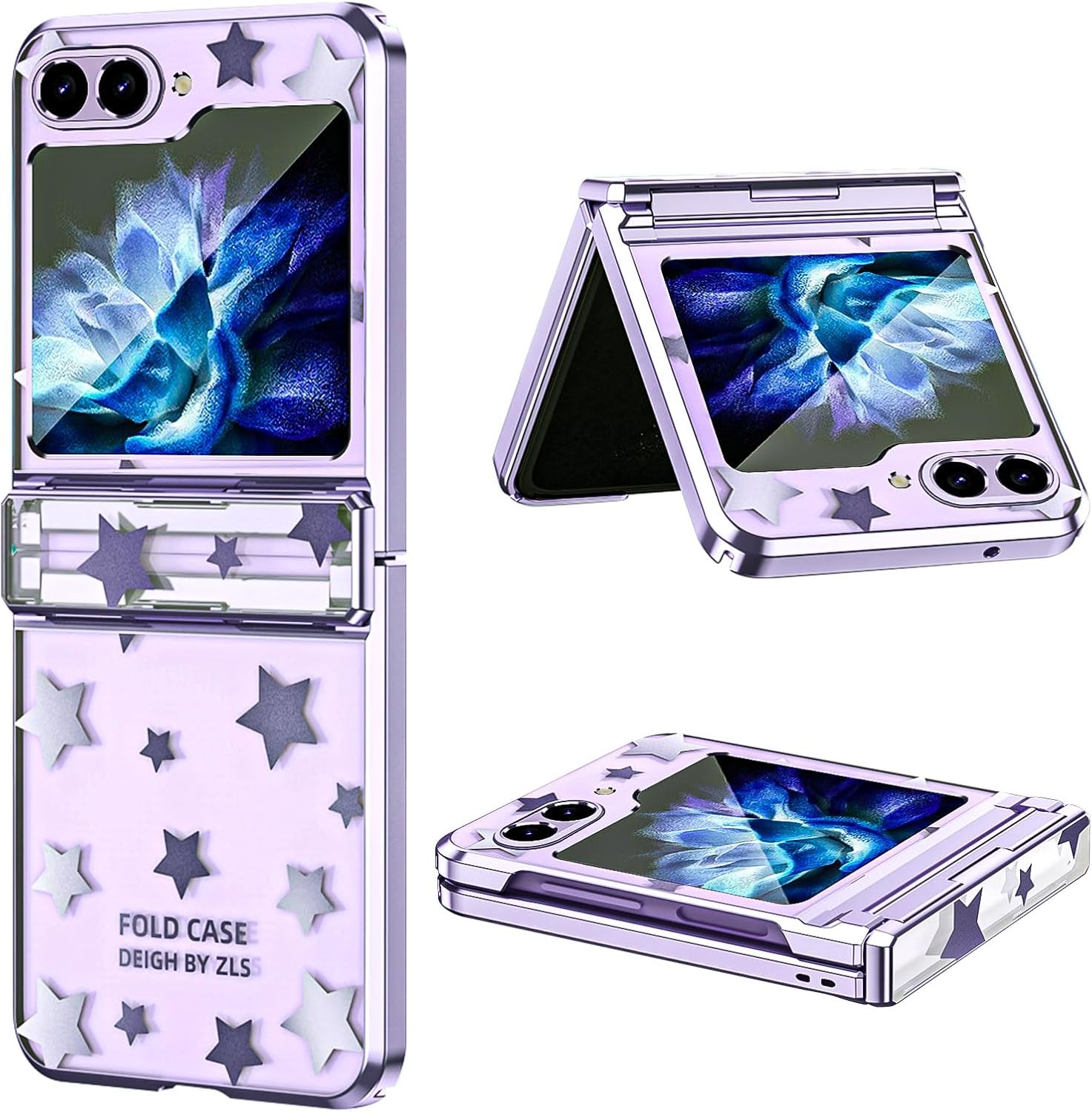 LONTECT for Galaxy Z Flip 5 5G Case Shockproof Glitter Star Hinge Protection Rugged