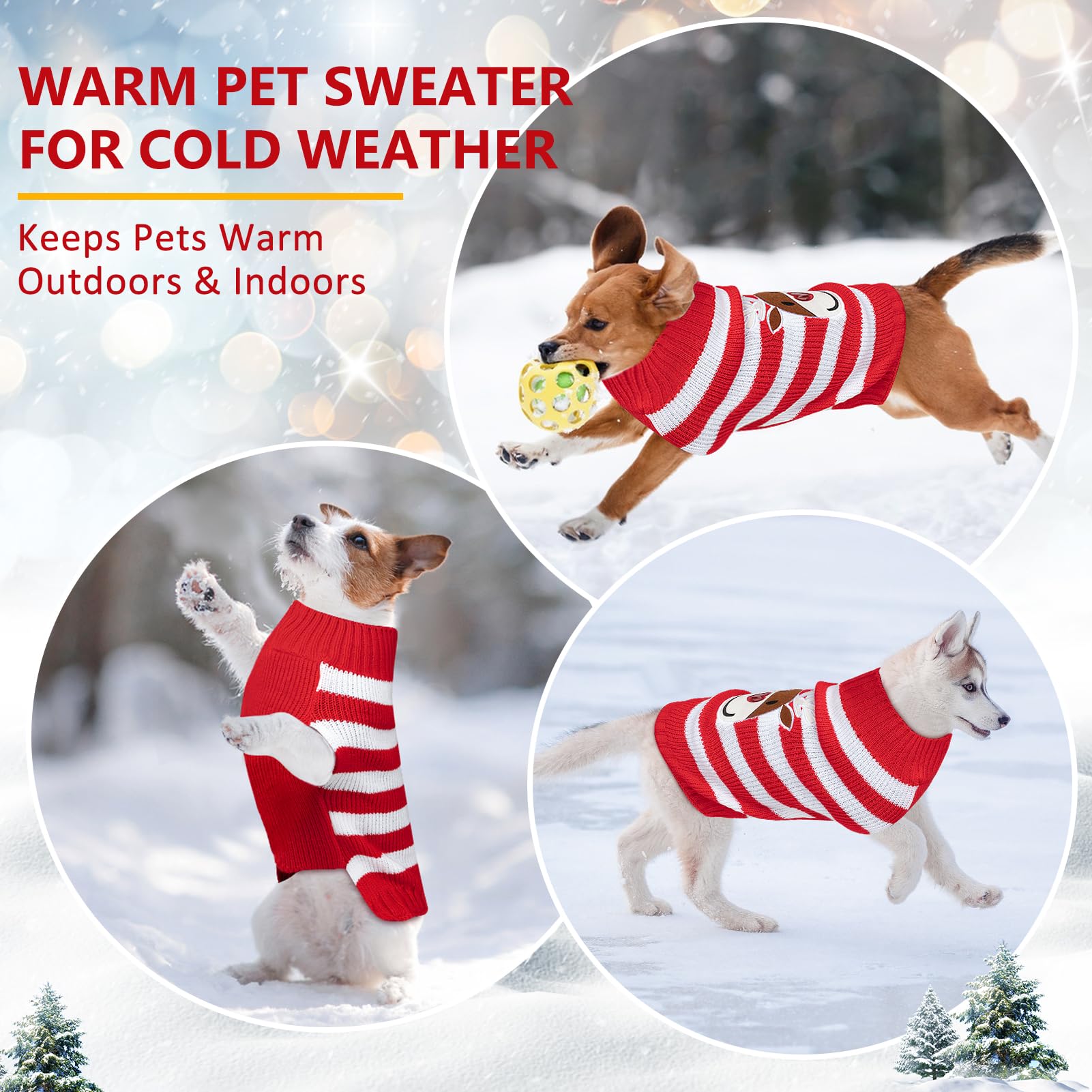 Jersey Navideño Para Perros Y Gatos - Suéter De Invierno Cálido Con Diseño De Reno, Tallas S A XL
