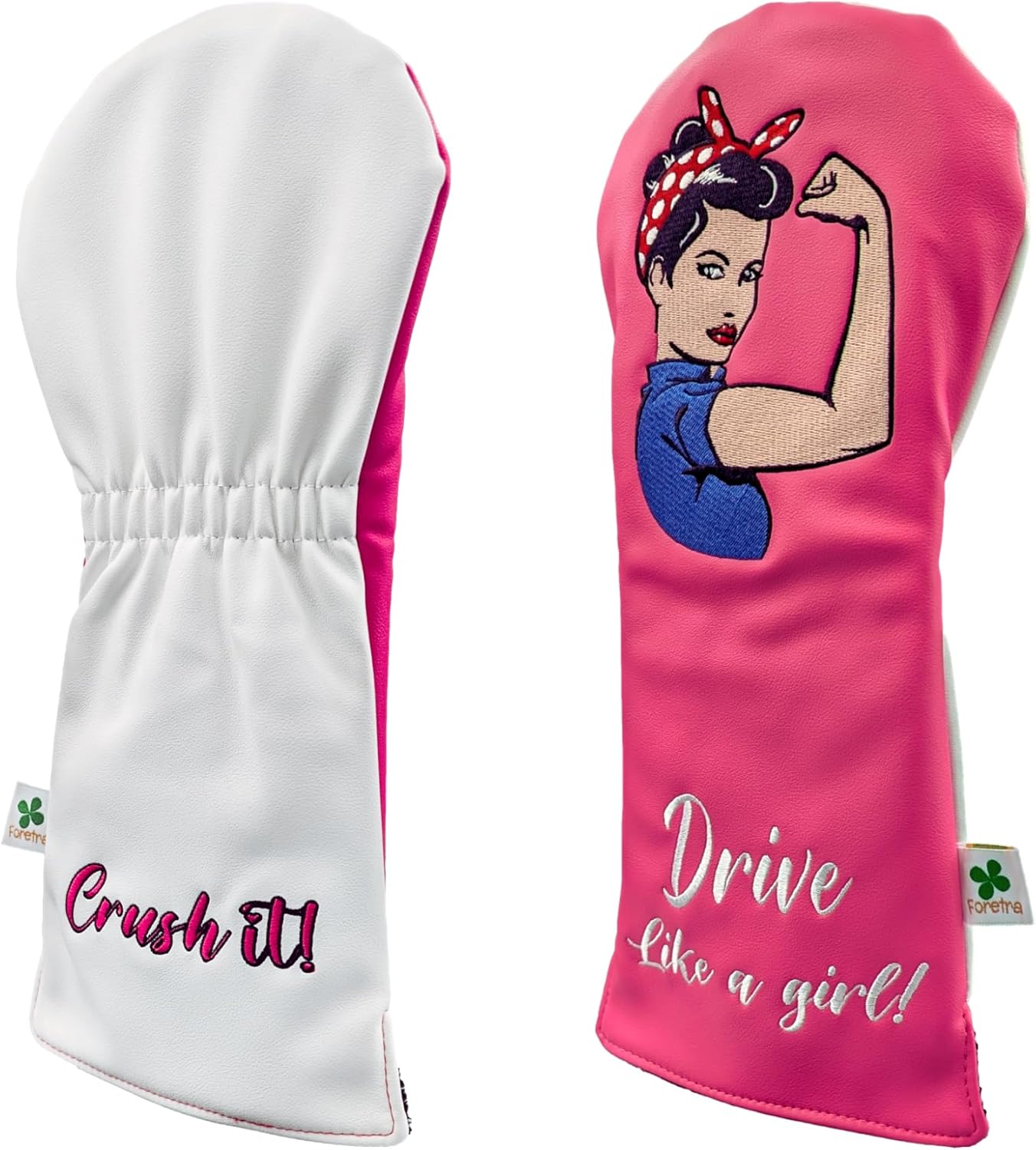 Foretra Driver Headcover | Leather Golf Club Covers | Drive Like a Girl Novelty Golf Head Covers Essential Golfer Accessories Men Women | Universal Fit for Golfing CLU
