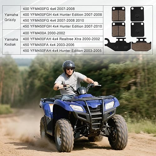 Miniatura 5 de Cyleto Pastillas de freno delanteras y traseras para YAMAHA YFM400 Kodiak 400 2000 2001 2002 2005 2006  YFM 400 Grizzly 2007 2008