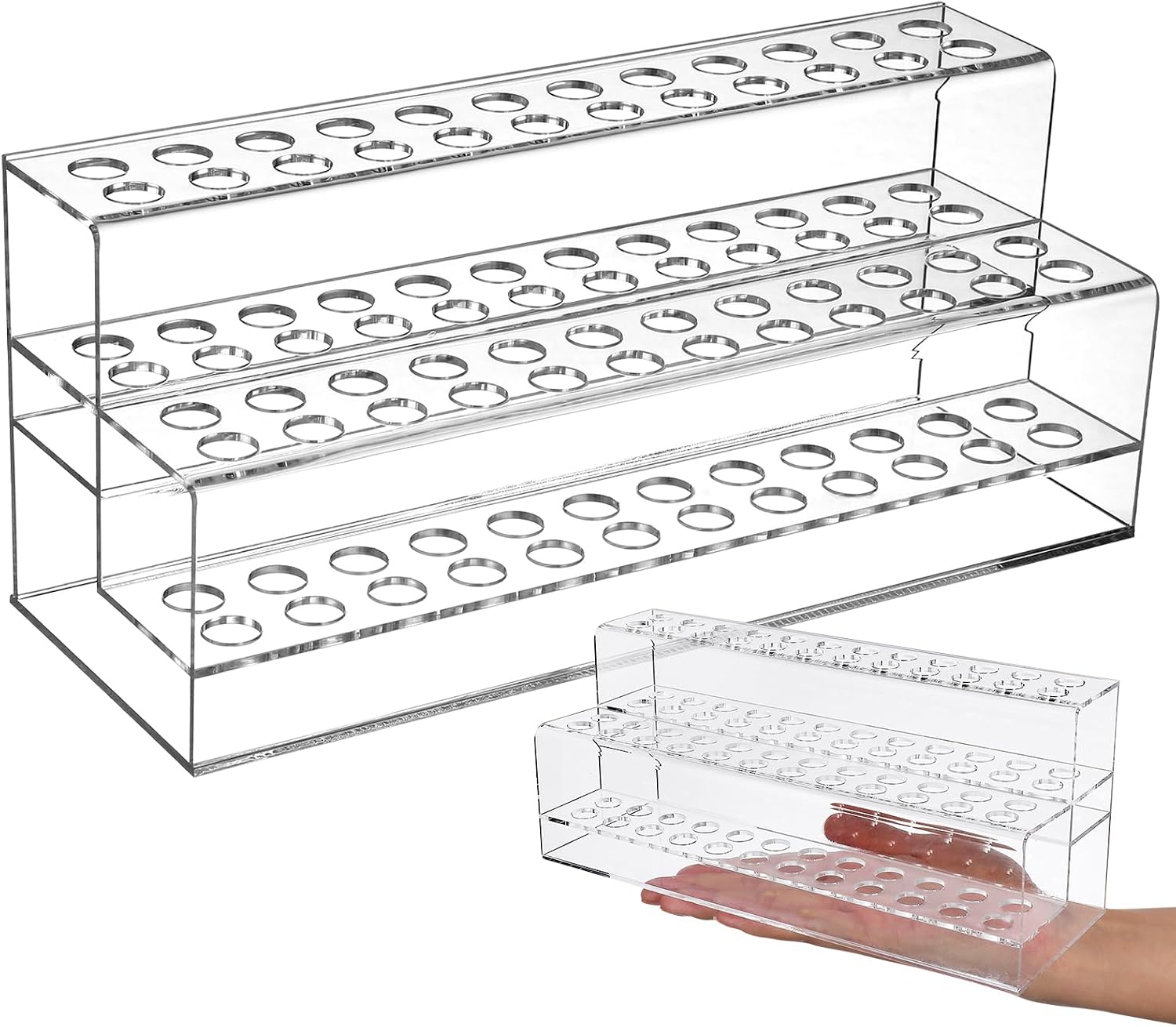 Cabilock 48-Slot Acrylic Pen Display Stand, Marker and Brush Organizer, Pen Holder, Makeup Eyebrow Art Brush Rack for Home Office Desk School