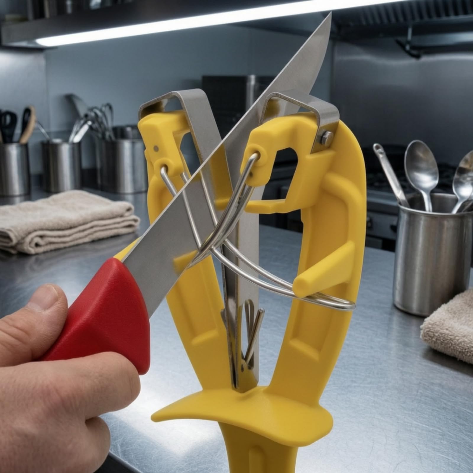 Affilacoltelli Manuale Compatto Affilatore a Mano Rapido Utensile da Affilatura per Cuochi