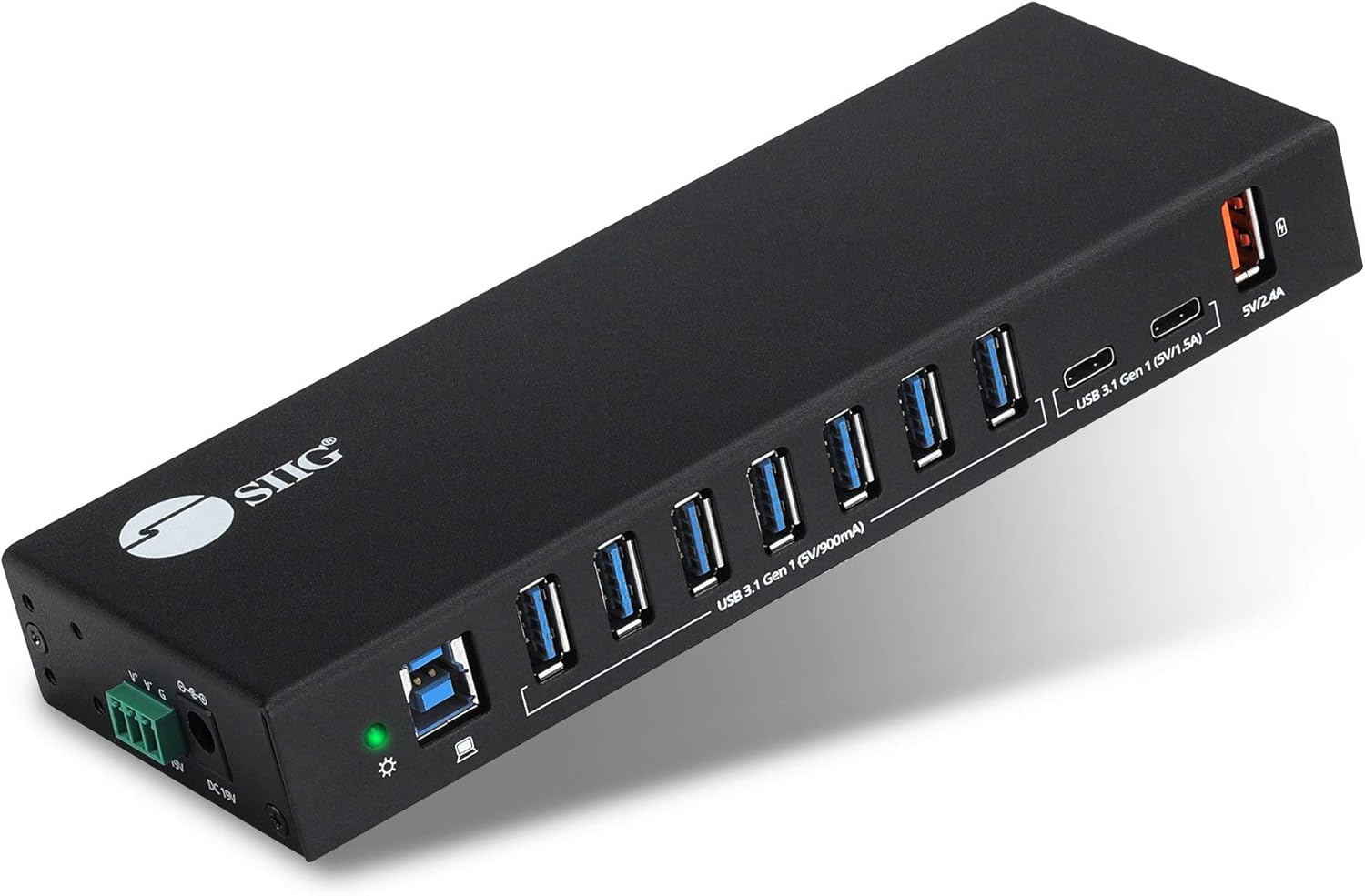 SIIG Industrial Powered USB C & USB 3.1 Hub, Splitter, 10 Port, Powered Multiport Hub Expander for Desktop, Laptop, Tablets, Cellphone, External HD, Keyboard and Mouse (ID-US0811-S1) : Electronics